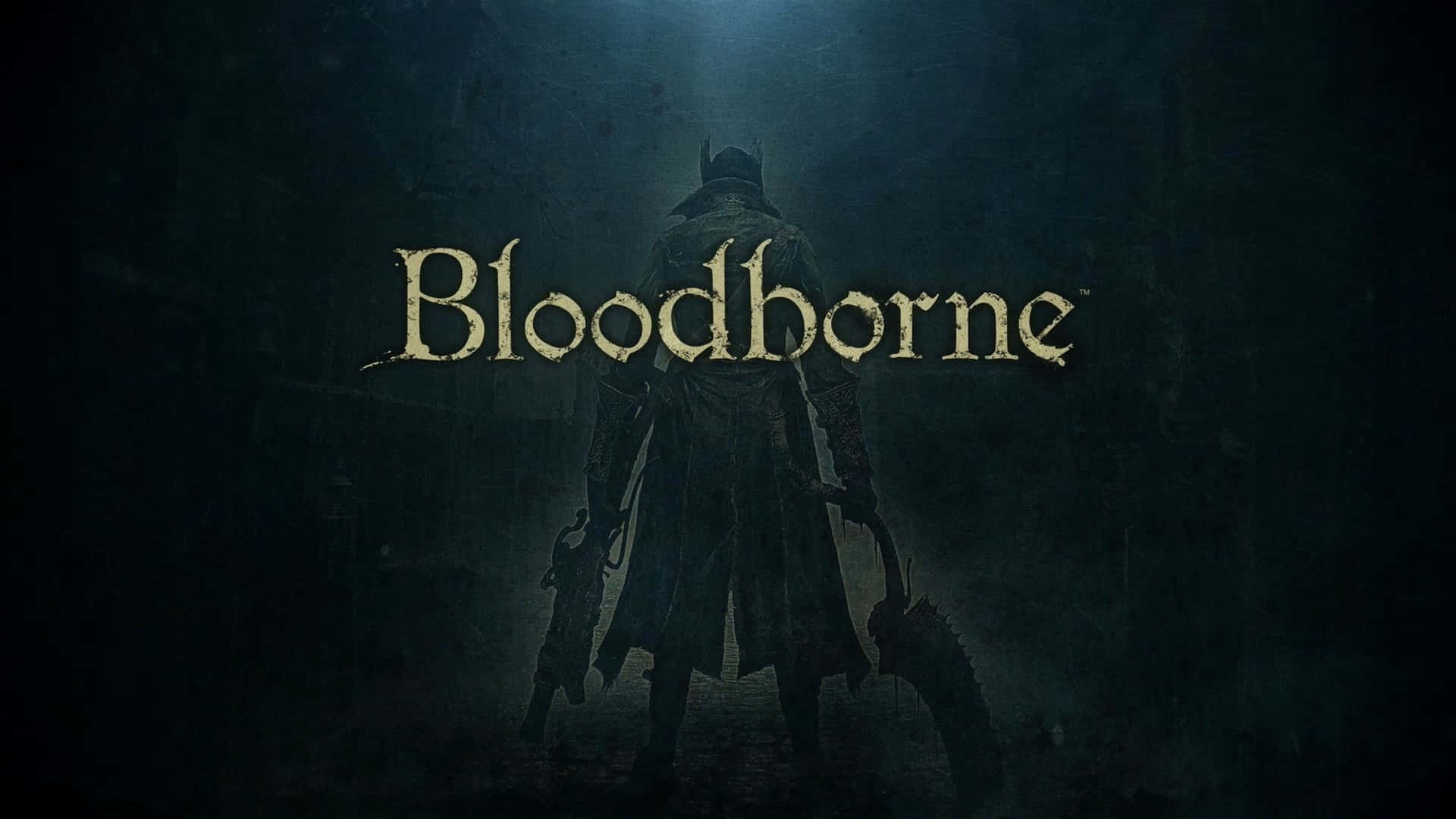 一個手持武器的兜帽戰士站在黑暗迷霧籠罩的地牢中，Bloodborne 標題閃耀著。