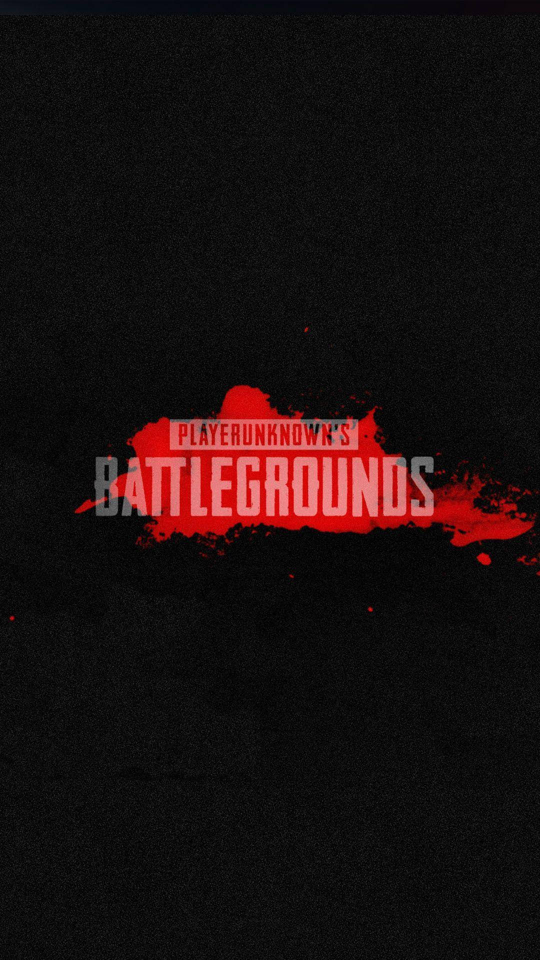 黑色背景上帶有紅色潑濺的 PlayerUnknown's Battlegrounds 遊戲標誌。