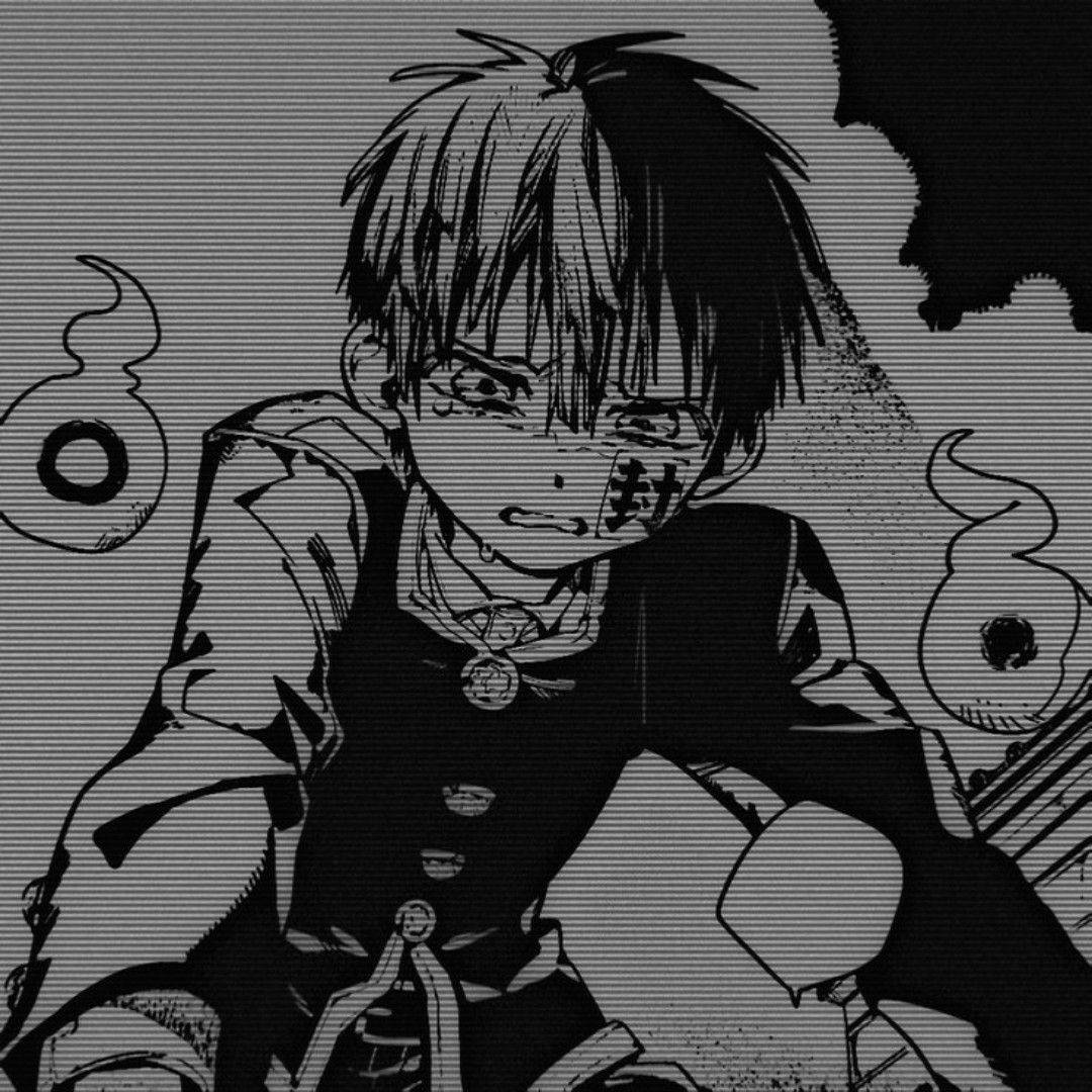 一個悲傷的動漫男孩，幽靈般的靈魂在他周圍旋轉，在一個漫畫面板中。