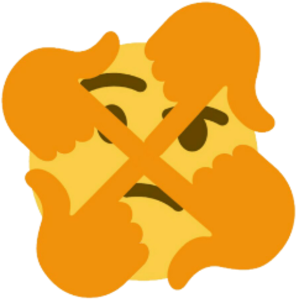 被叉掉的臉部表情符號 壁紙 — 一個黃色表情符號臉孔帶有悲傷表情，被兩隻橙色手遮住眼睛並打上交叉。