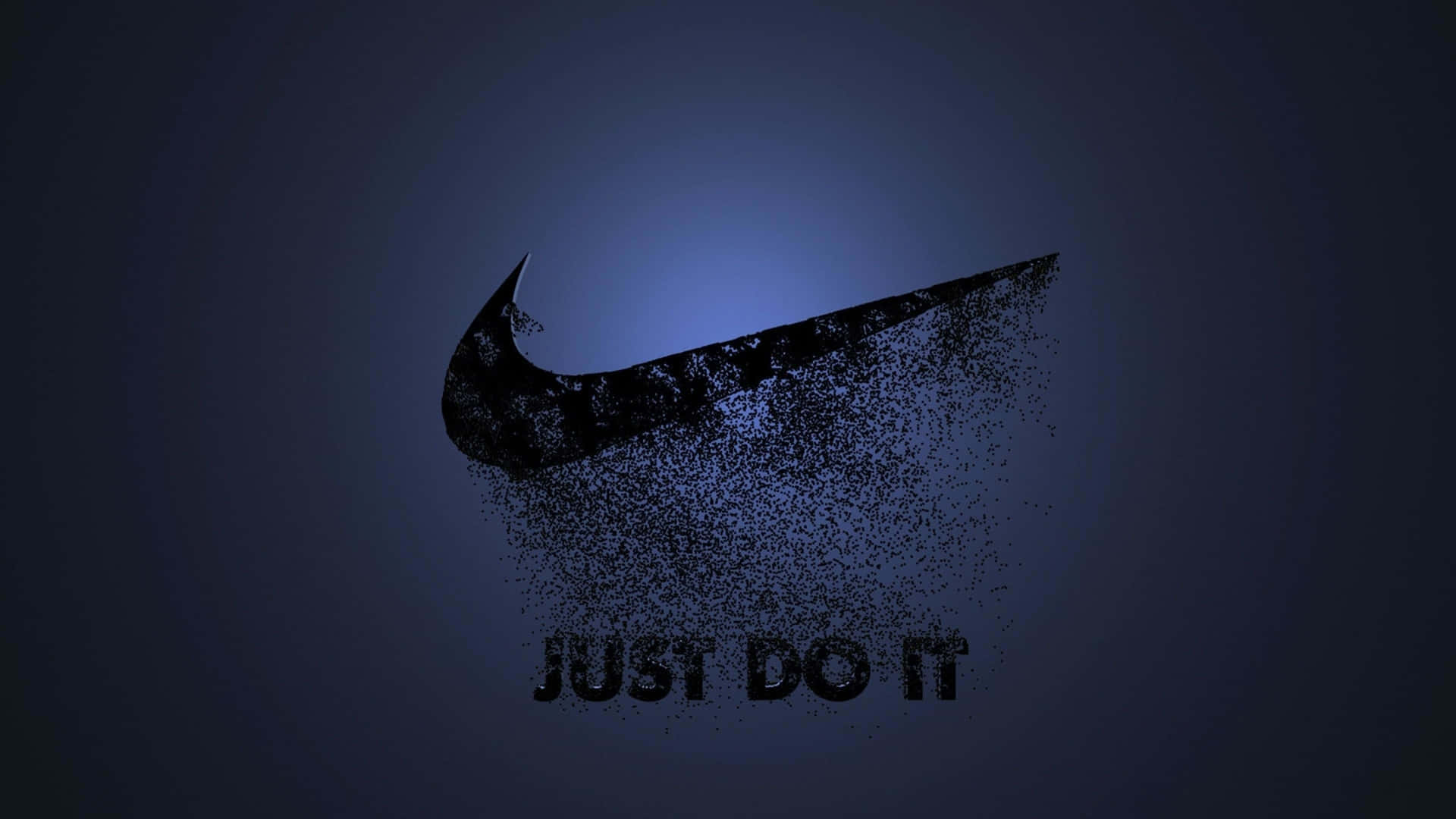 Nike swoosh標誌分解成粒子，附有just do it文字