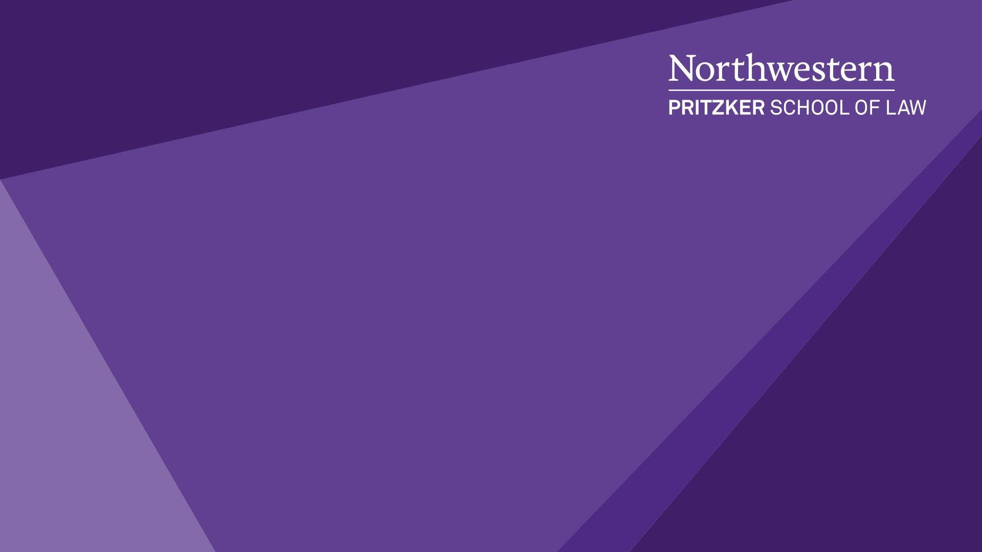 紫色幾何背景，帶有 Northwestern Pritzker School of Law 文字