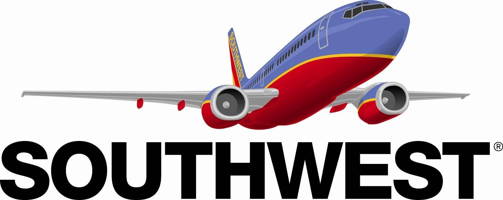西南航空標誌，包含一架彩色卡通飛機。