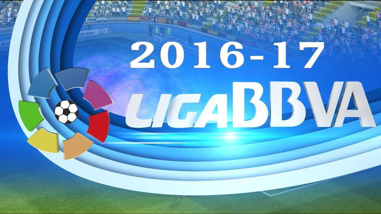 西甲2016-17賽季 壁紙 — 一張色彩繽紛的2016-17賽季西甲BBVA足球聯賽數位圖形，包含彩色標誌和球場人群。