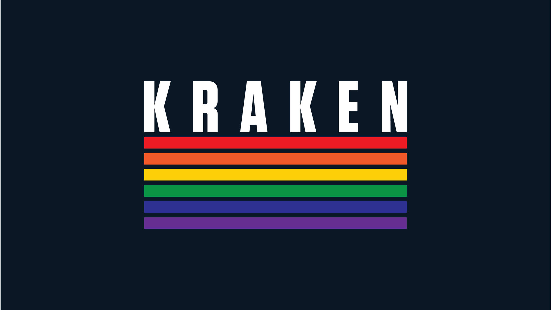 深色背景上帶有彩虹條紋的 Kraken 標誌