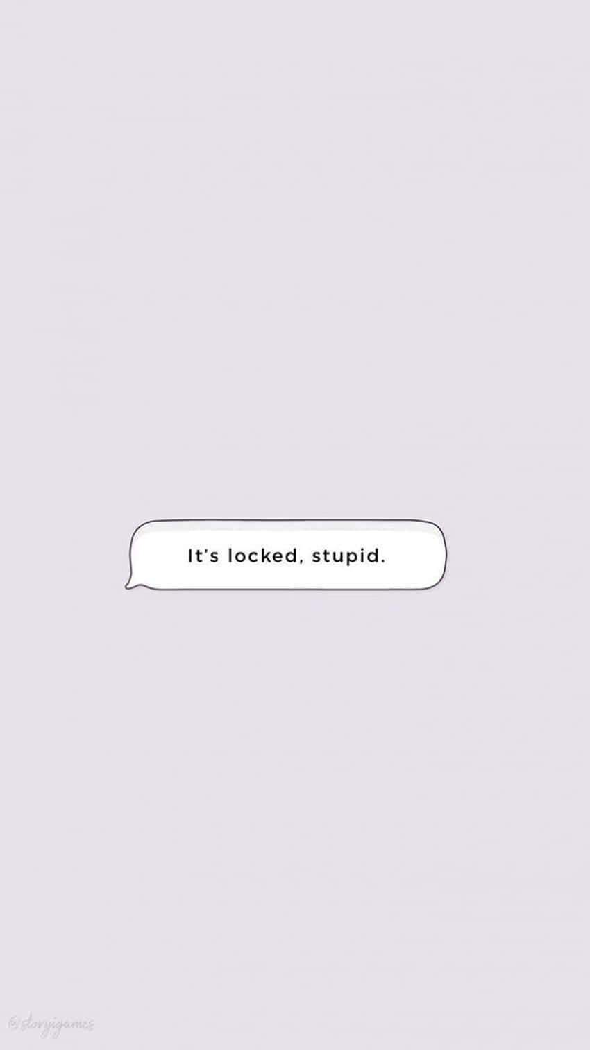 一個對話氣泡，上面寫著「It's locked stupid」，背景為灰色。