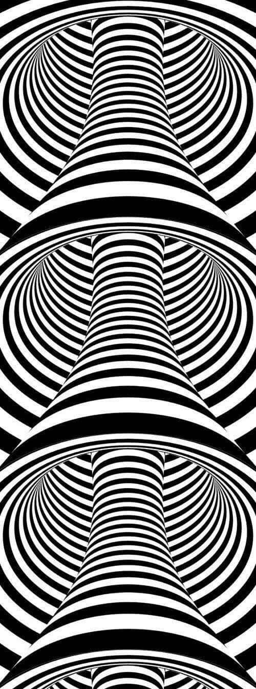黑白催眠螺旋圖案，營造深度錯覺。