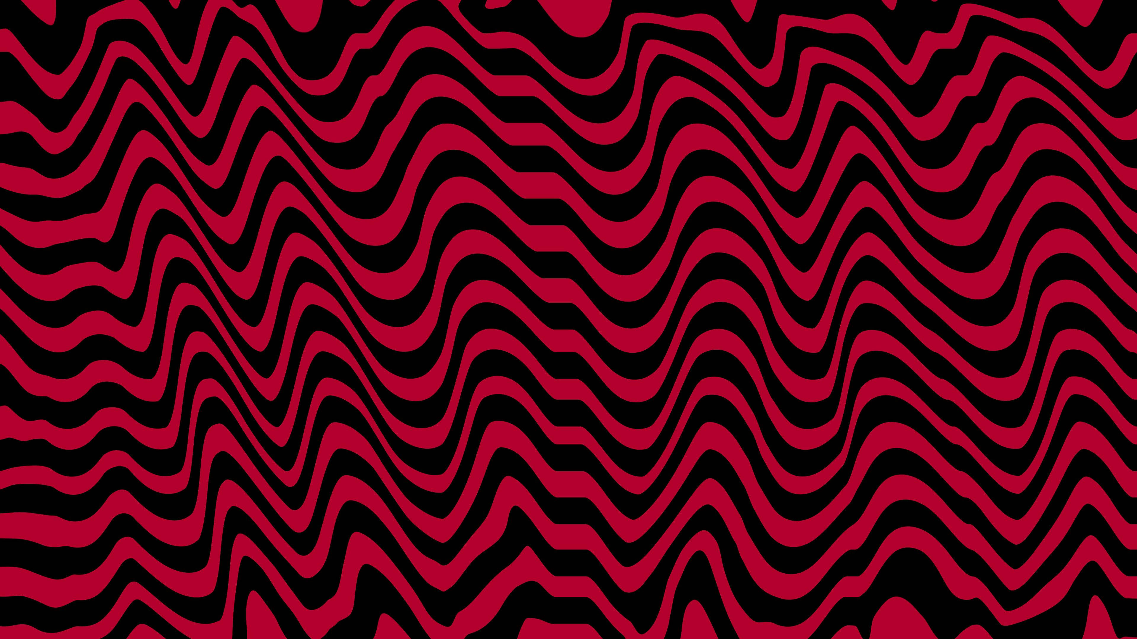 觀看 PewDiePie 騎乘迷幻浪潮！ 壁紙 — 大膽的紅色和黑色波浪條紋創造出催眠般的錯覺圖案。