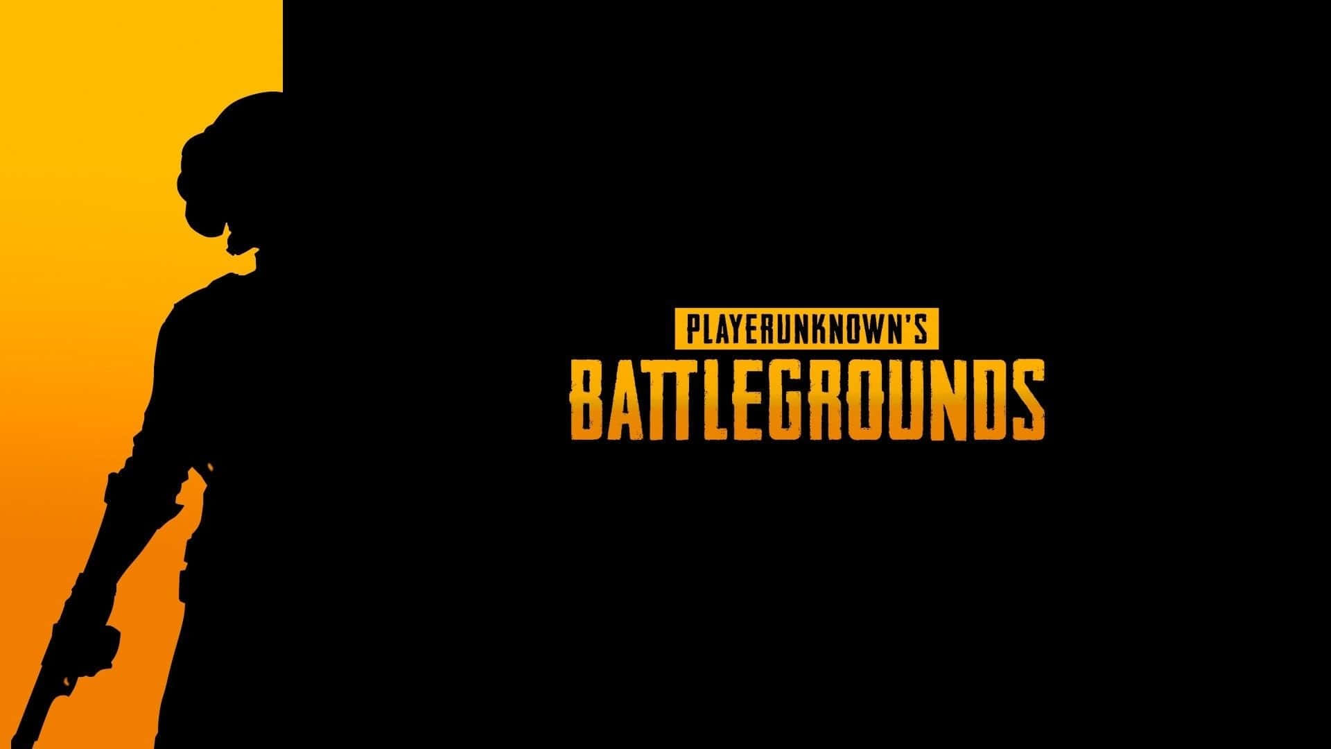 士兵持步槍的剪影，帶有 PUBG 標誌，背景為黑色和橙色。