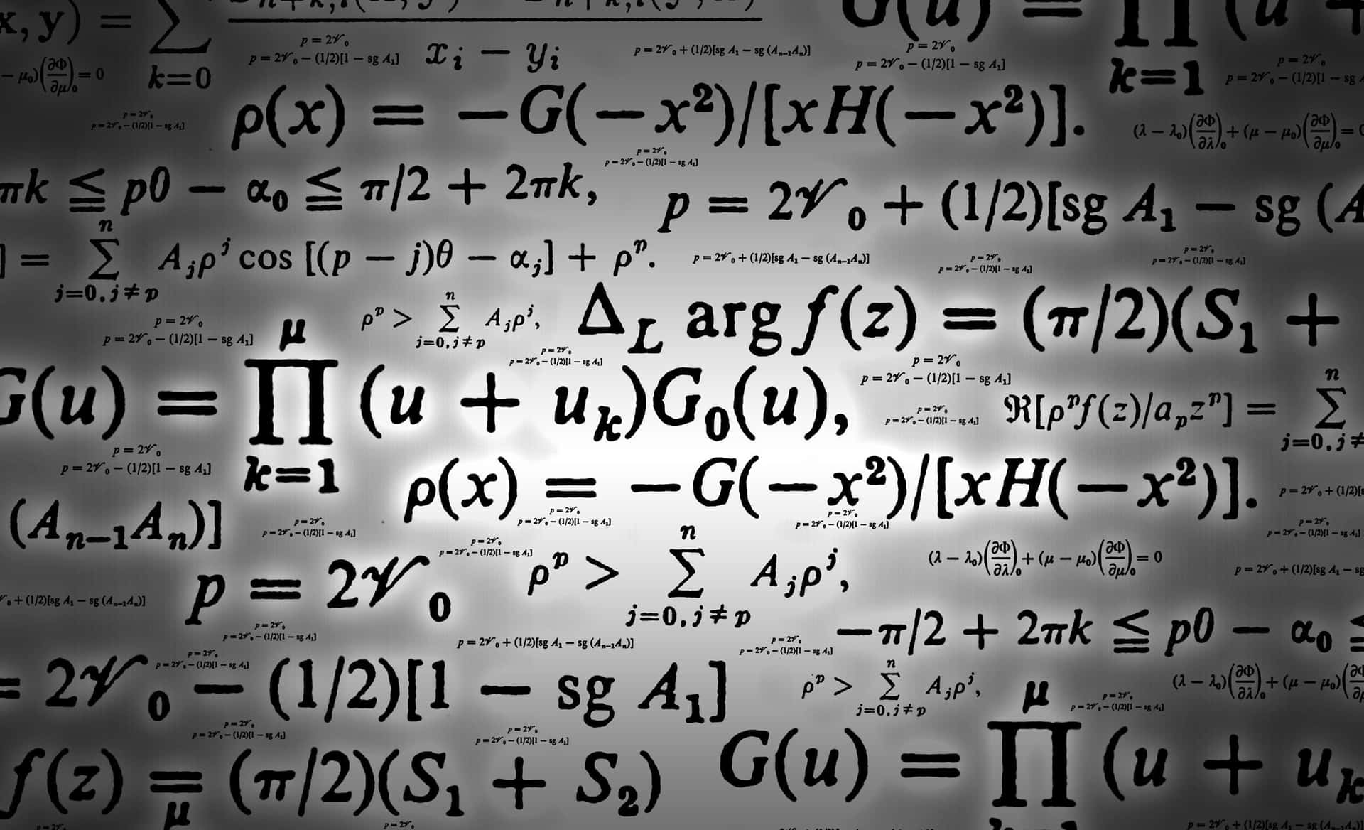 牆紙充滿了複雜的數學公式和符號，白底黑字。