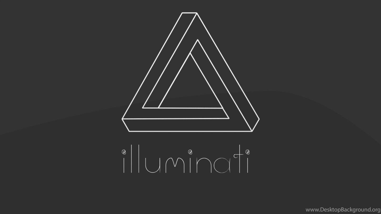 白色彭羅斯三角形，帶有illuminati文字，深灰色背景