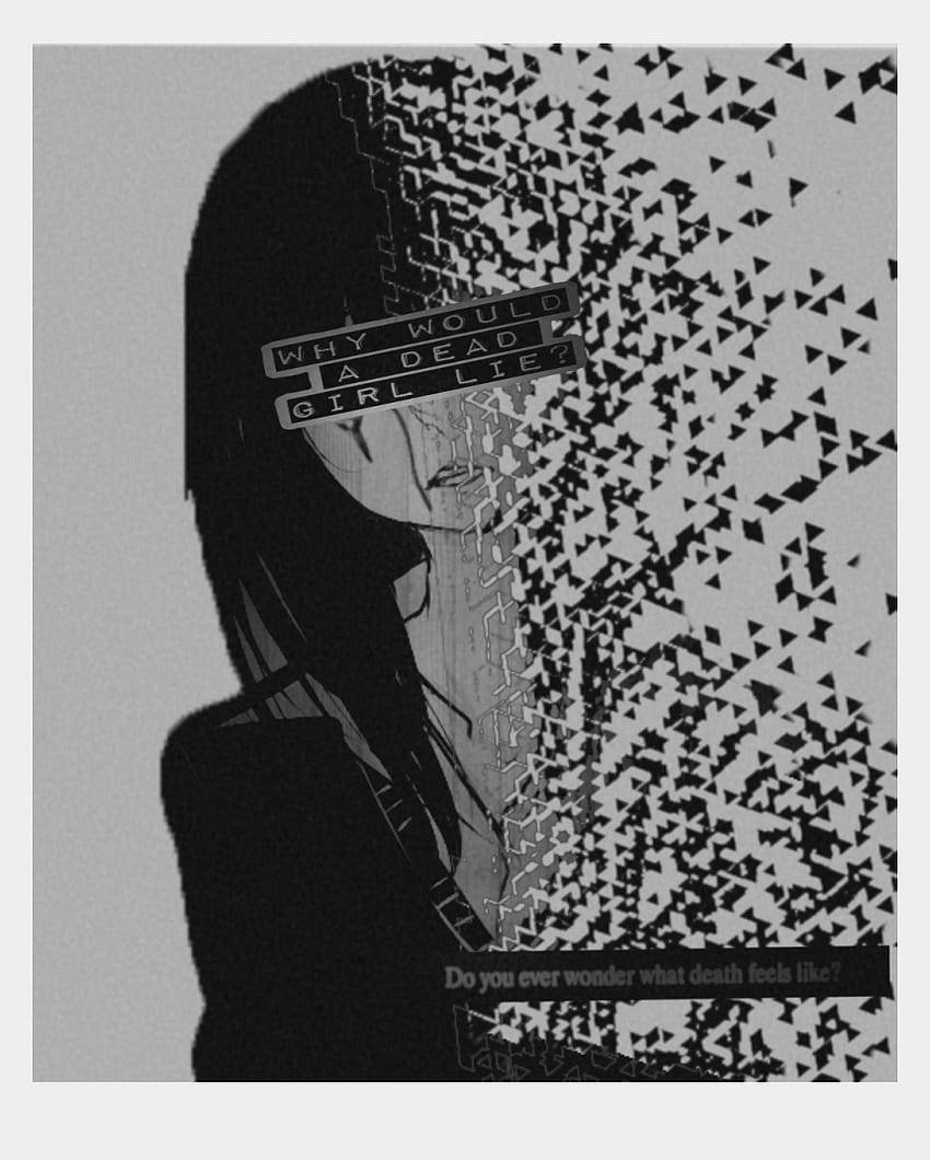 動漫女孩，臉部像素化，文字詢問死亡