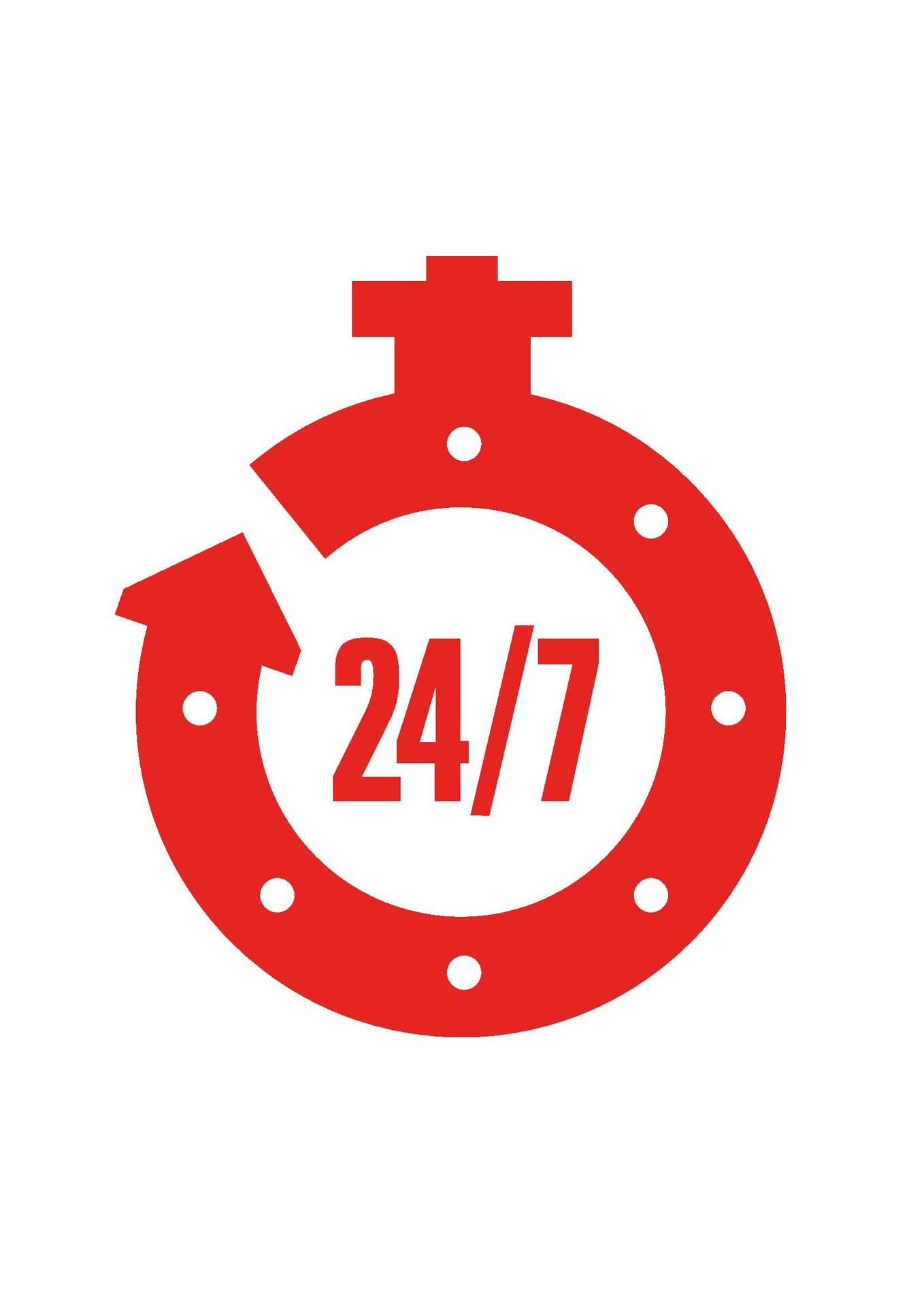 紅色247秒錶圖標，表示全天候服務。