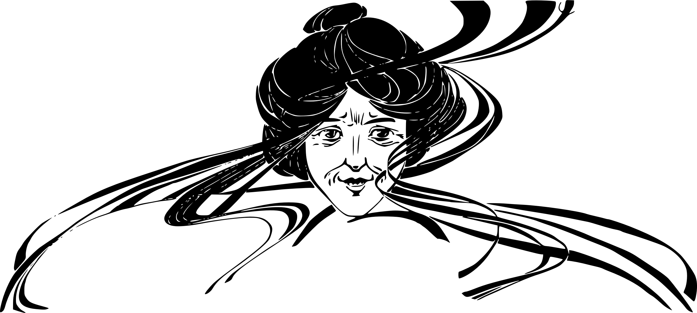 詭異女性素描 壁紙 — 純黑色背景，沒有可見的元素或紋理。