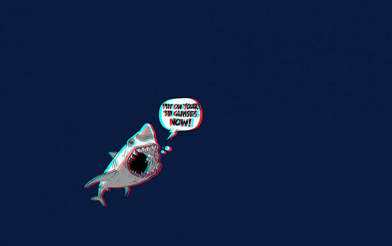卡通鯊魚大喊戴上3D眼鏡