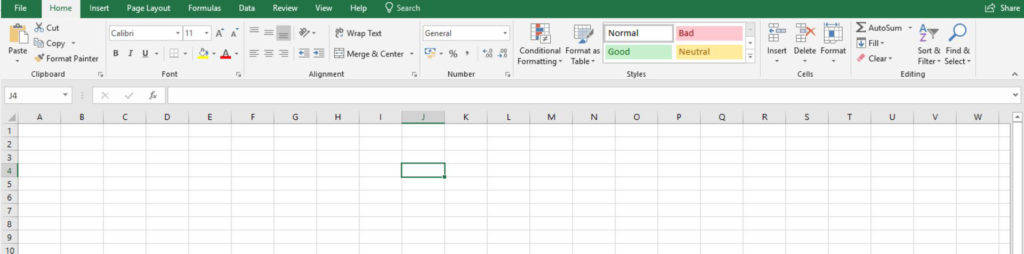 詳細電子表格分析圖示 壁紙 — Microsoft Excel 試算表介面的特寫視圖，顯示可見的功能區標籤和一個反白的儲存格。
