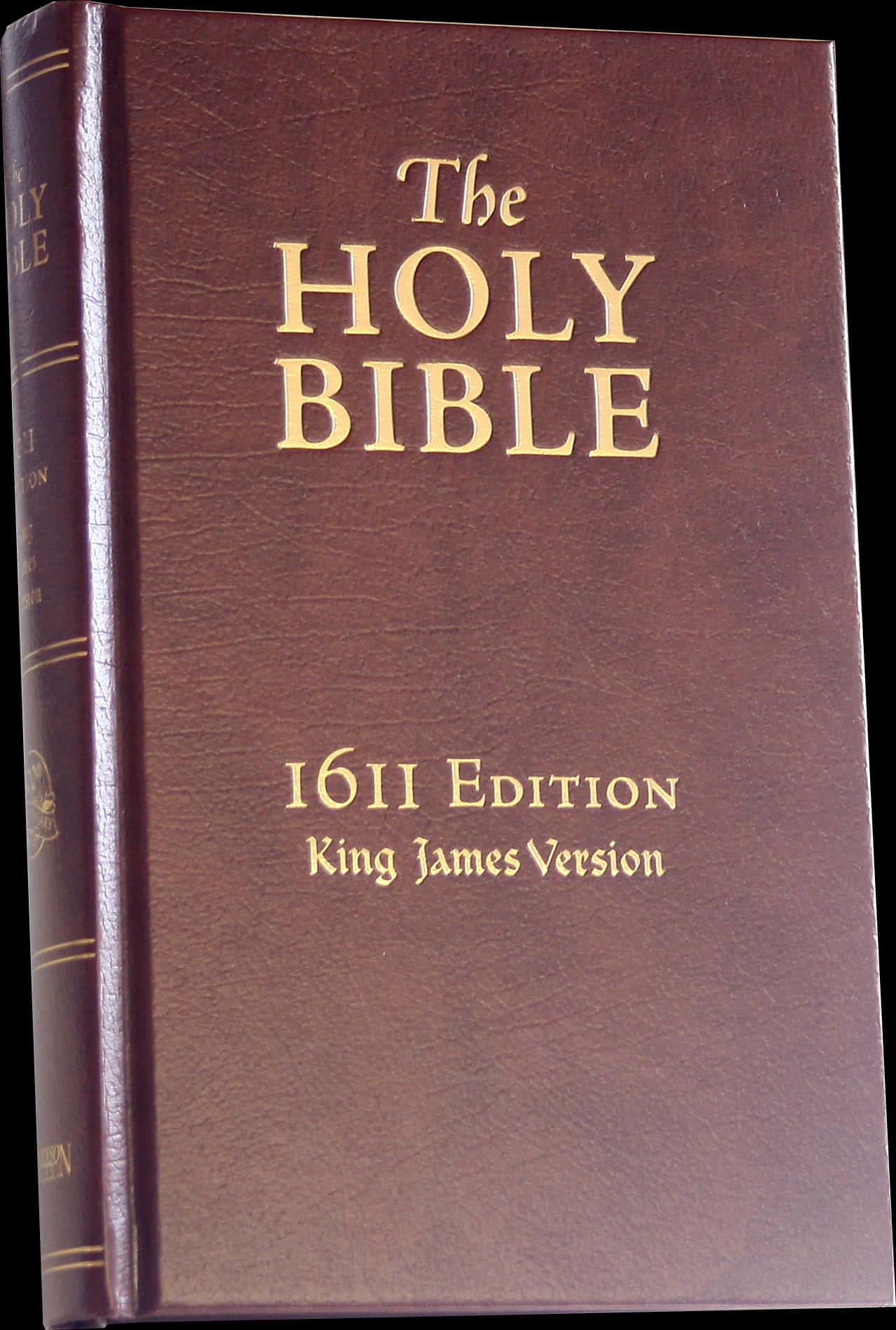 棕色皮革聖經，金色文字寫著 The Holy Bible 1611 Edition King James Version