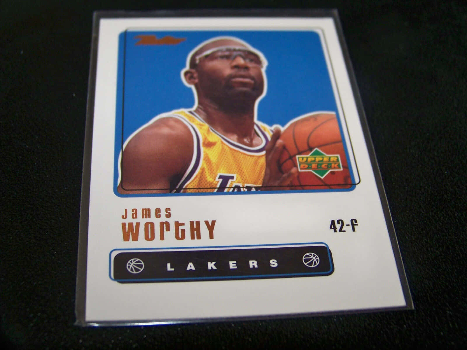 James Worthy身穿湖人隊球衣的復古籃球交易卡。