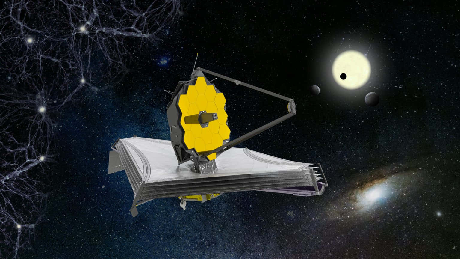 詹姆斯·韋伯太空望遠鏡在深空中靠近恆星和星系