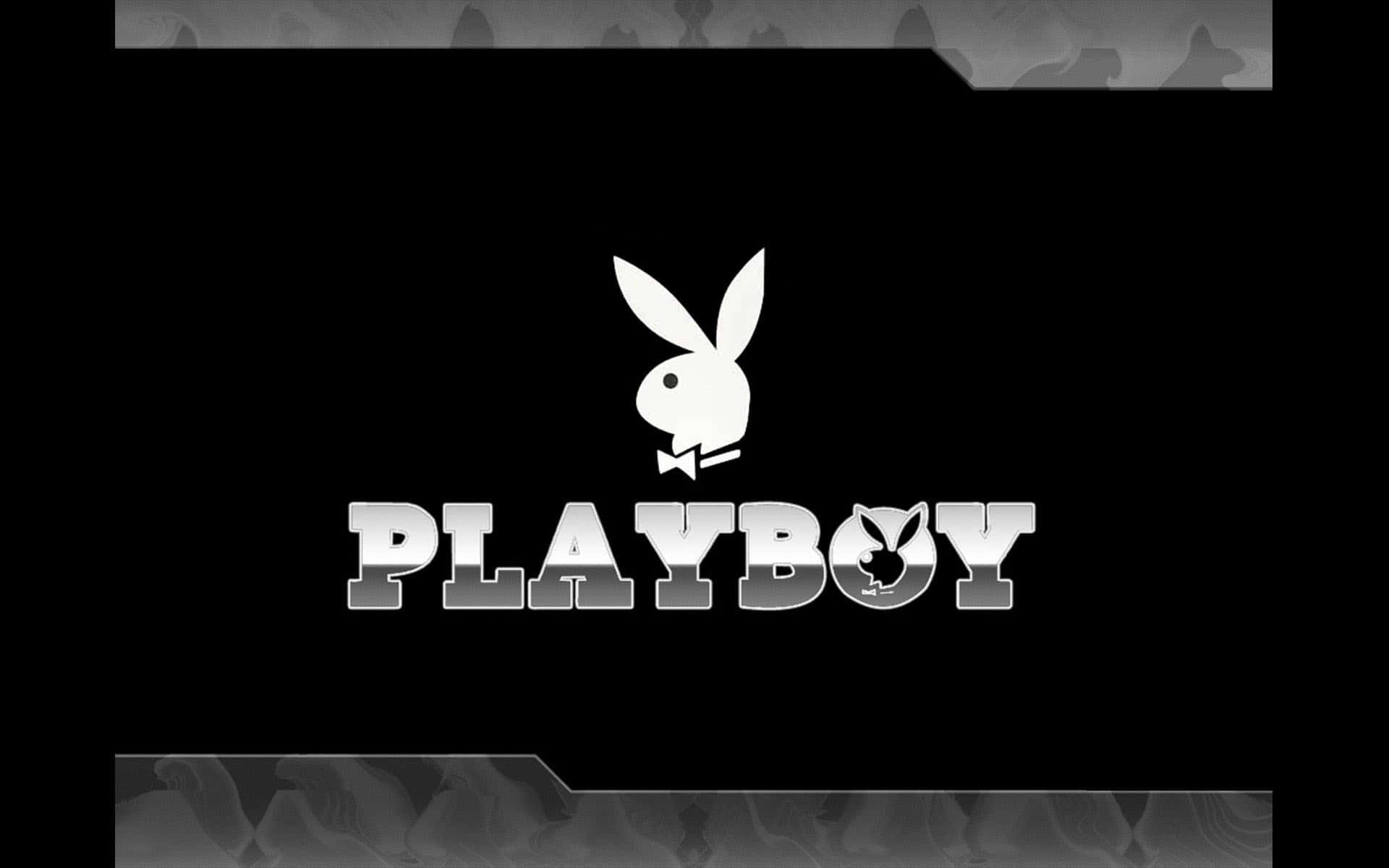 Playboy標誌，帶兔子和文字，黑色背景
