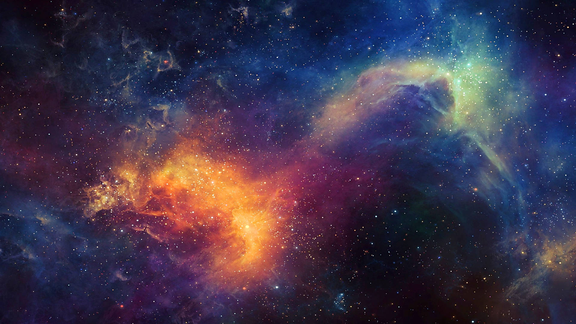 在深空中帶有發光氣體和恆星的多彩星雲。