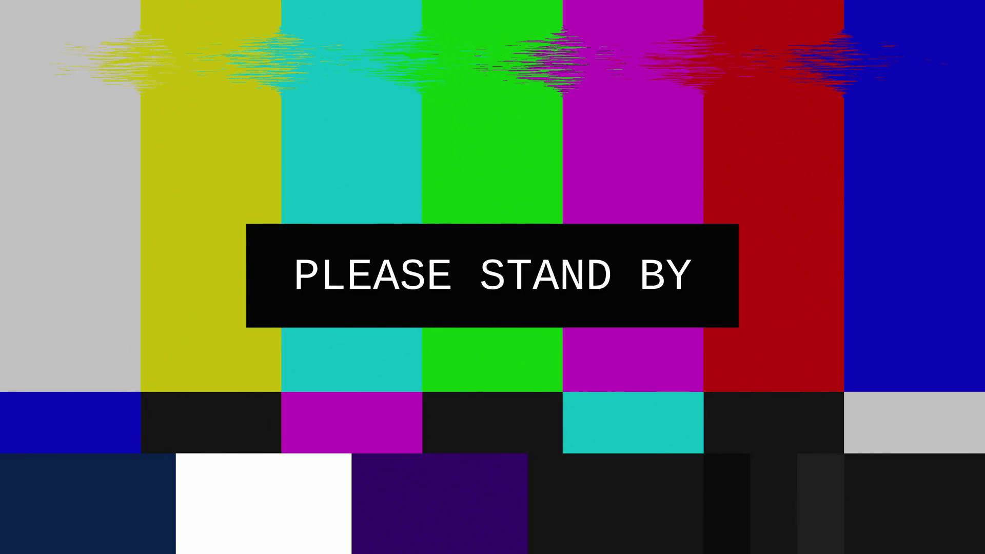 帶有「PLEASE STAND BY」文字的彩色電視測試圖案