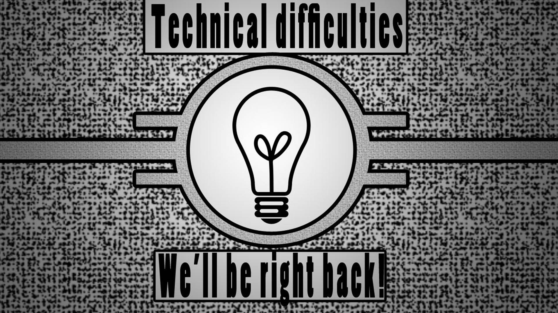 電視屏幕顯示技術問題訊息和長出嫩芽的燈泡圖標。