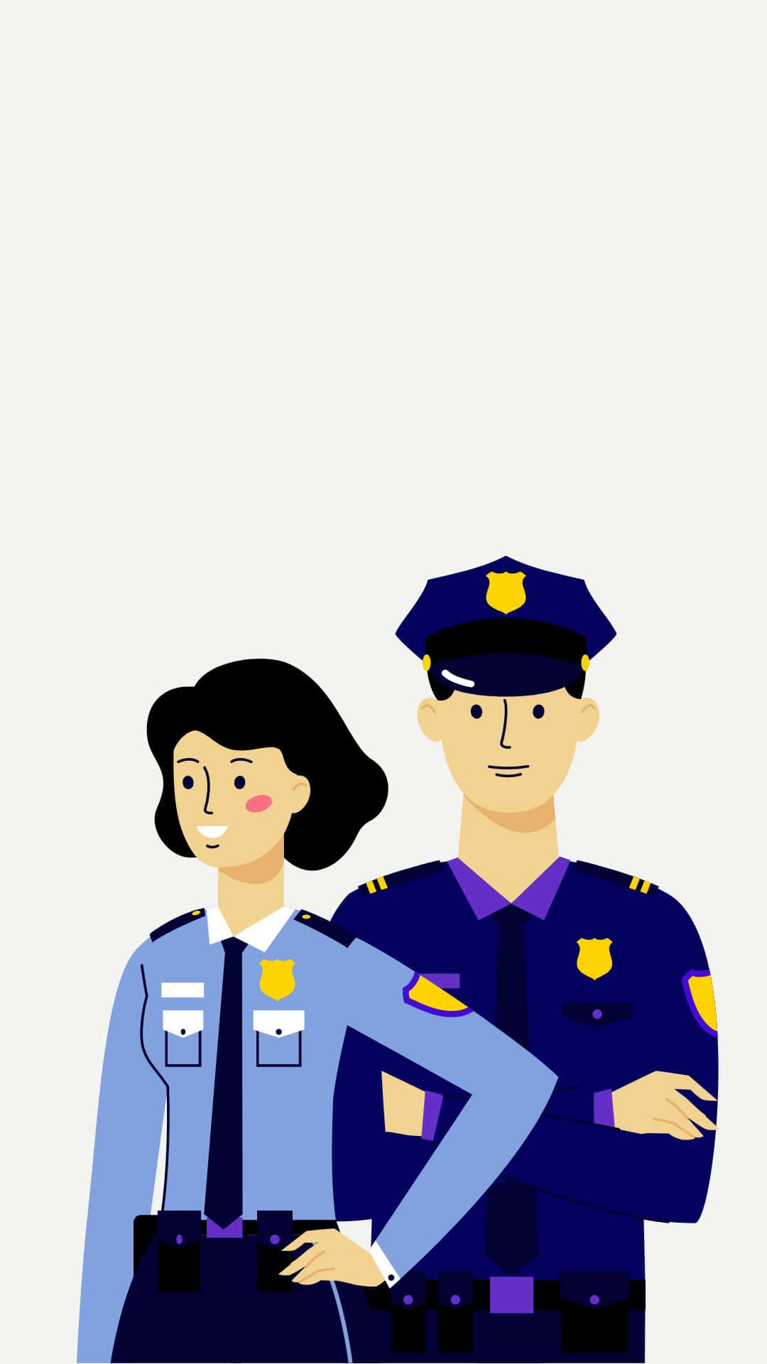 兩名身穿制服的警察向觀眾微笑