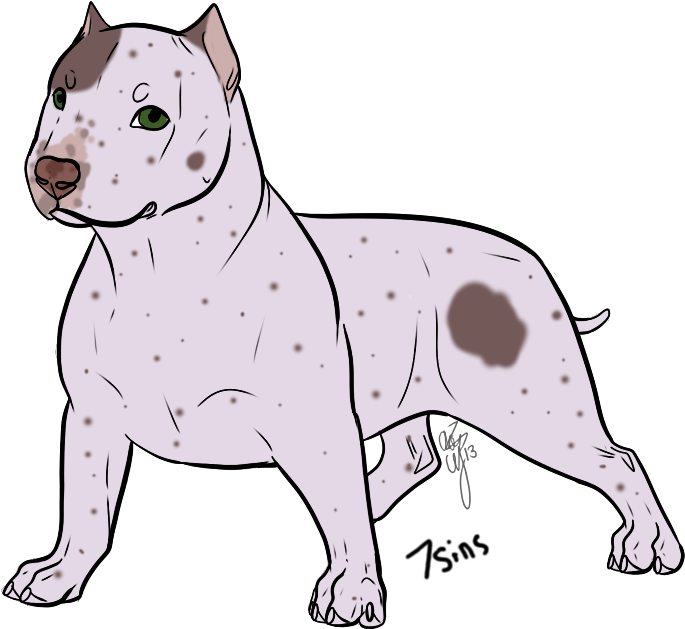 警覺白鬥牛犬插畫 壁紙 — 一隻白色斑點、綠色眼睛的狗，在純黑色背景下以乾淨的線條藝術風格警覺地站立。
