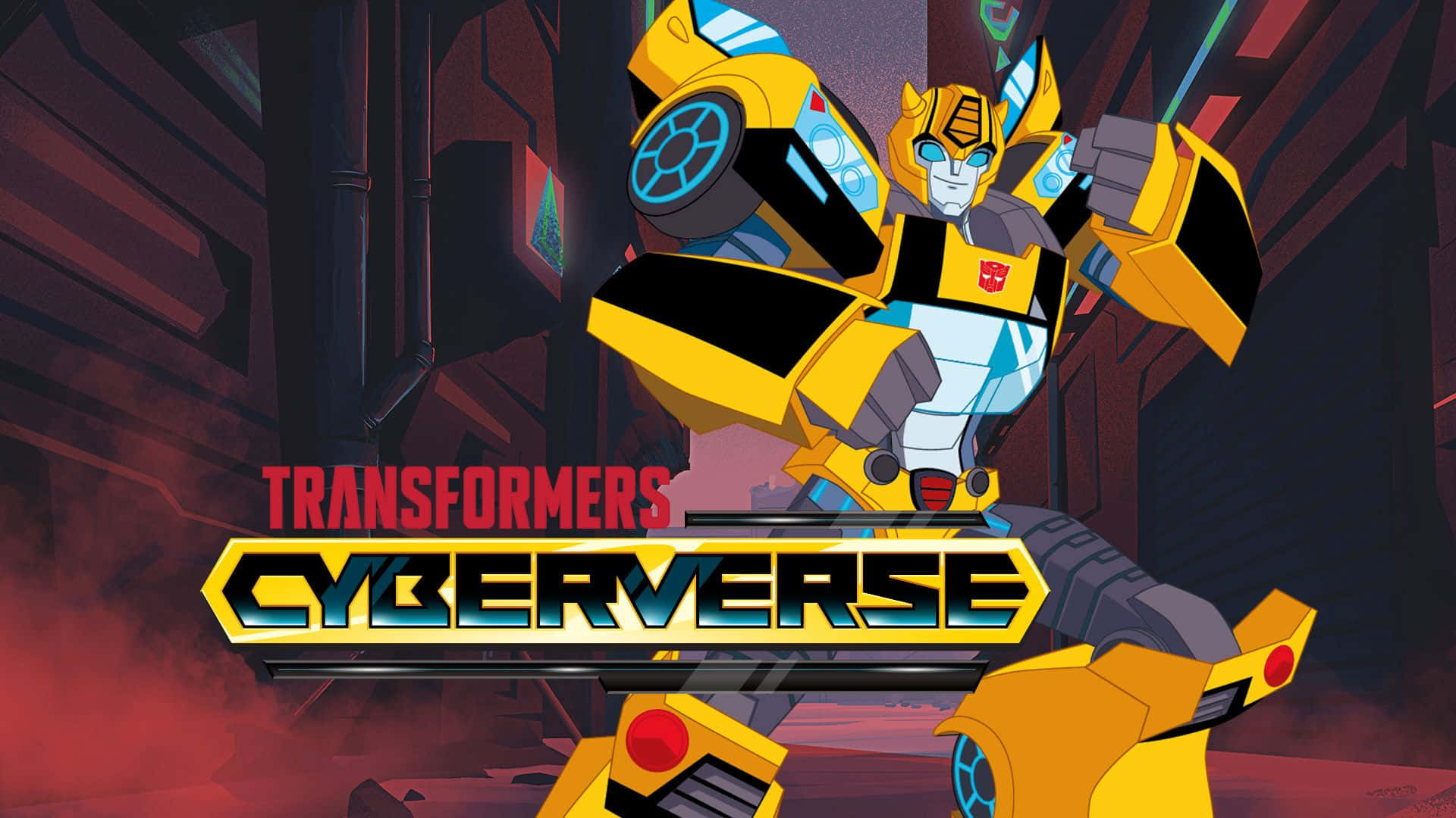 Transformers Cyberverse標誌場景中的黃色機械人Bumblebee