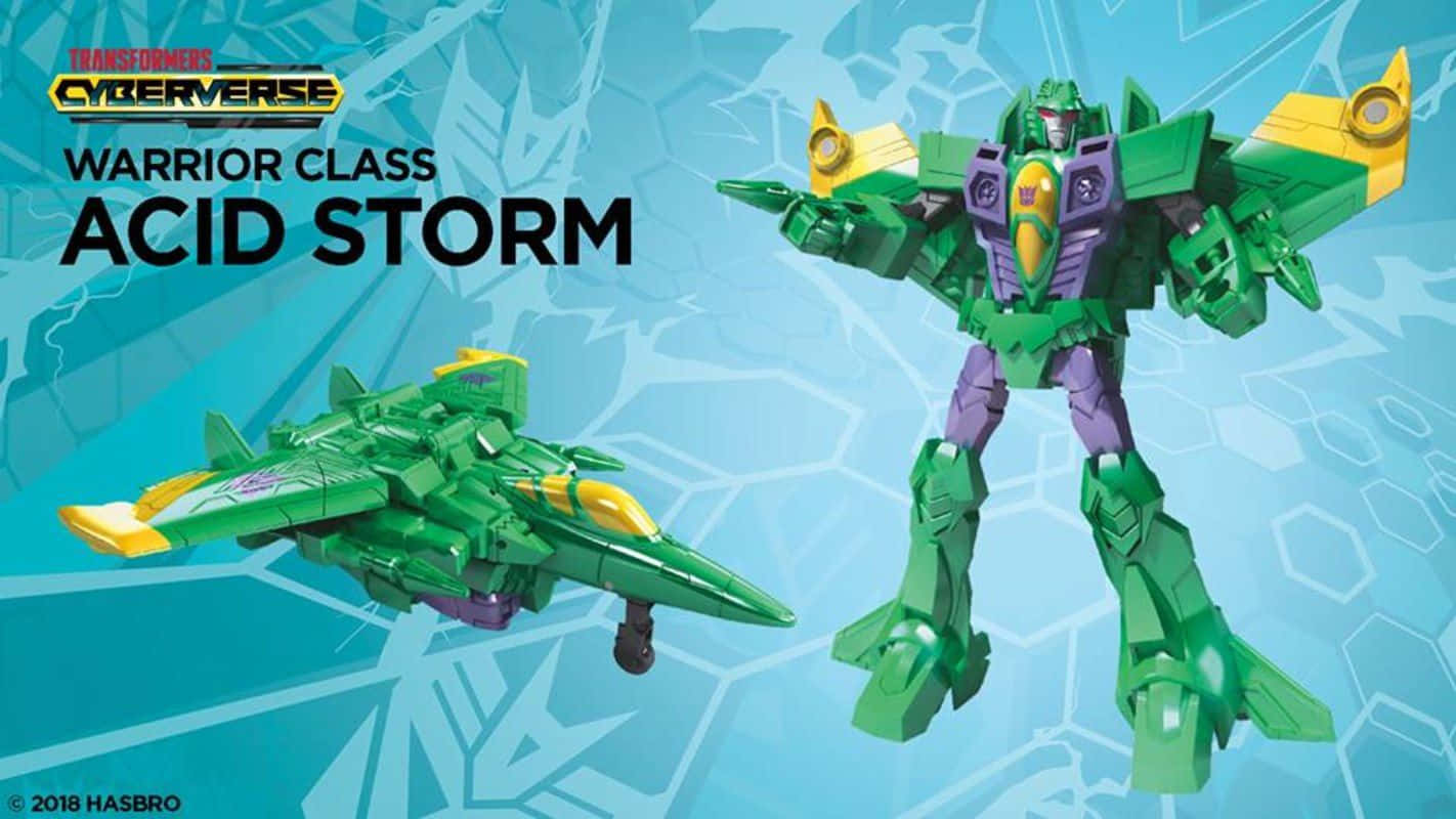 綠色和紫色的變形金剛 Acid Storm 機械人及噴射機模式。