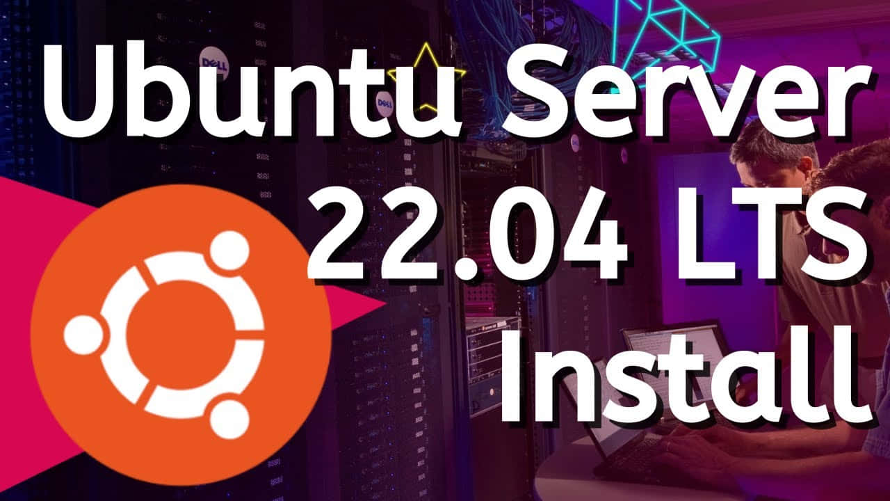 技術人員在帶有發光電纜的伺服器機房中安裝 Ubuntu Server 22.04 LTS。