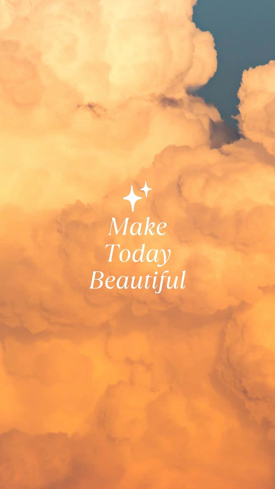 橙色雲朵配上文字 Make Today Beautiful