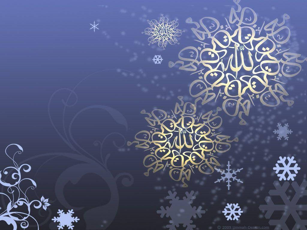 金色雪花設計，在藍色漸變背景上有白色漩渦。