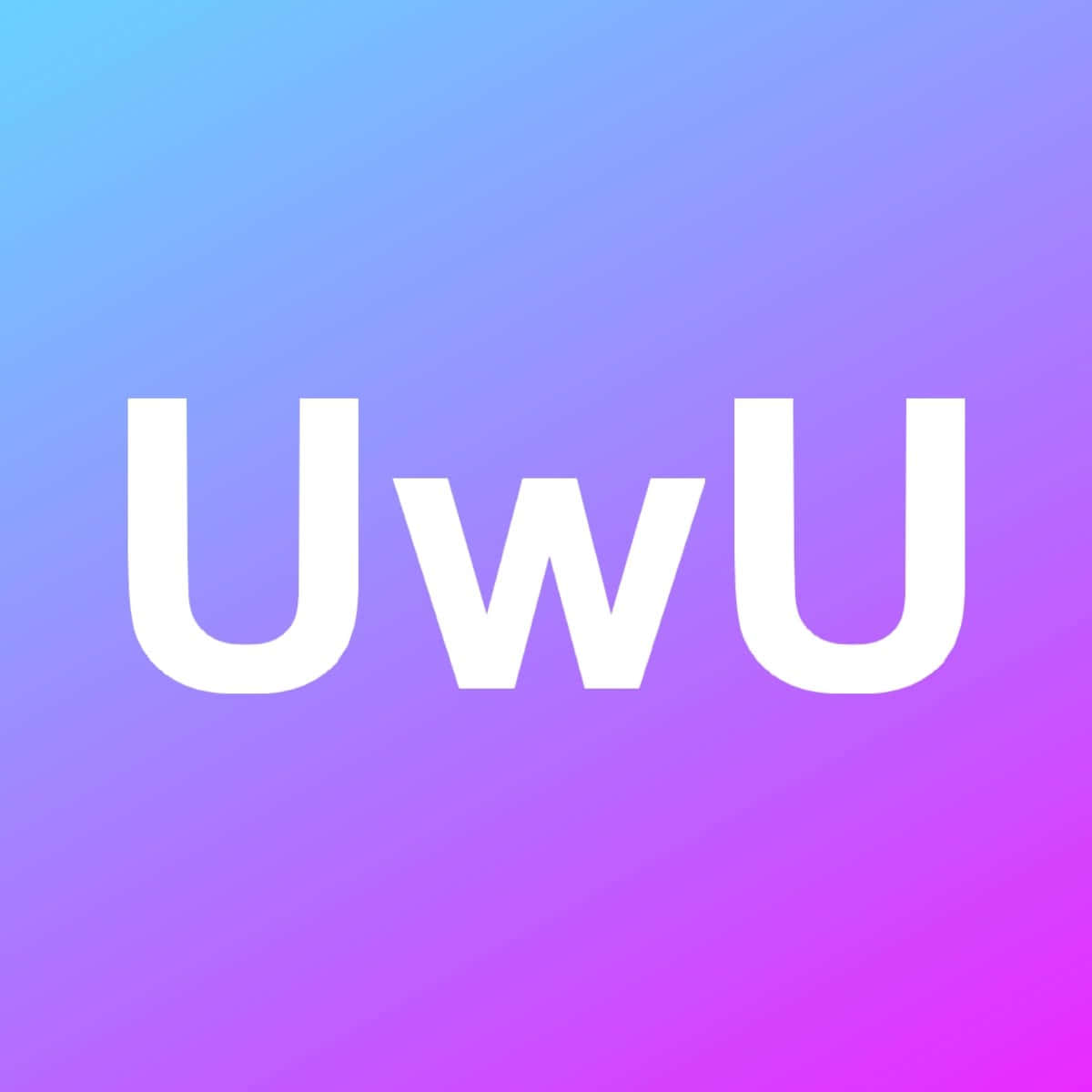 白色 'UwU' 文字在藍色至紫色漸變背景上。