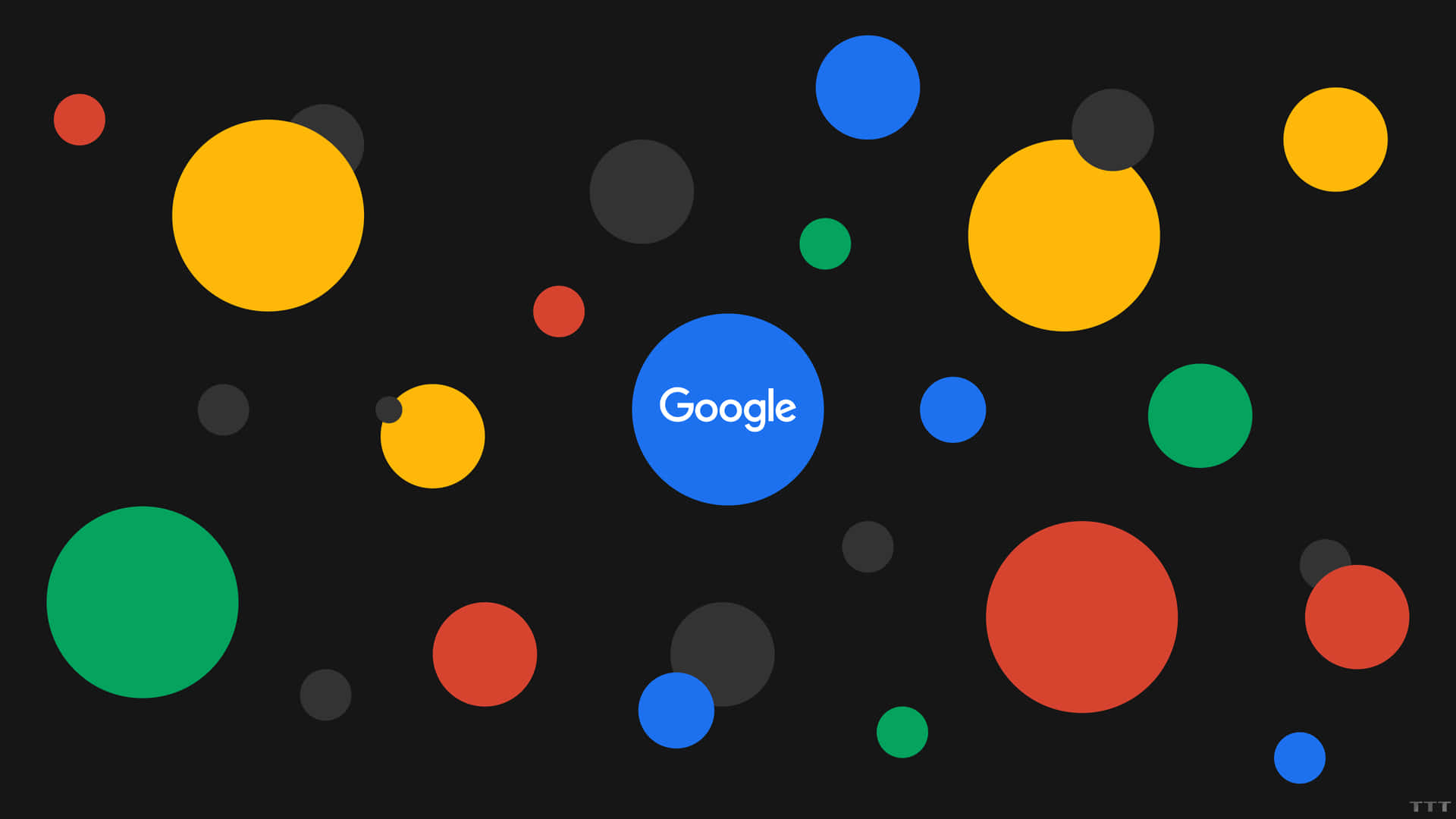 Google標誌被漂浮在深色背景上的多彩圓圈環繞。