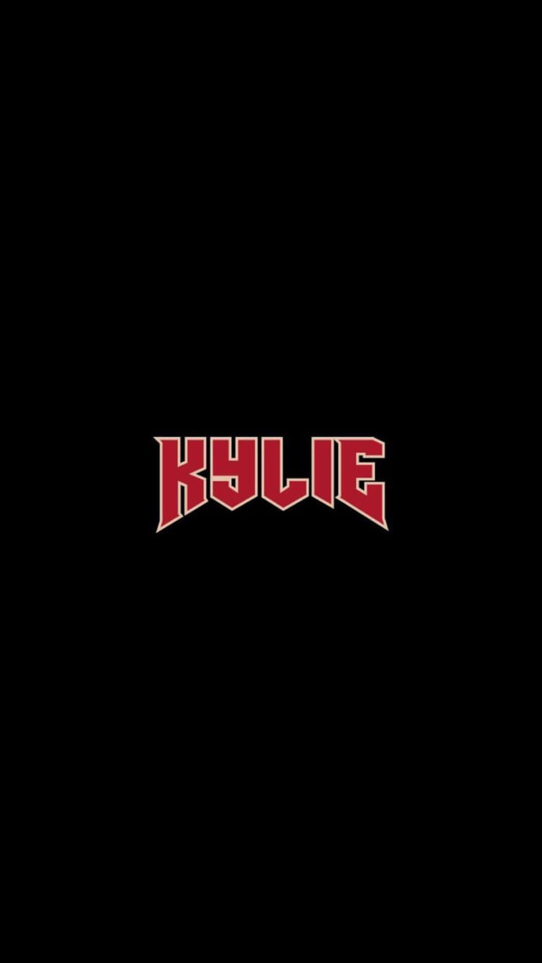黑色背景上的紅色風格KYLIE文字