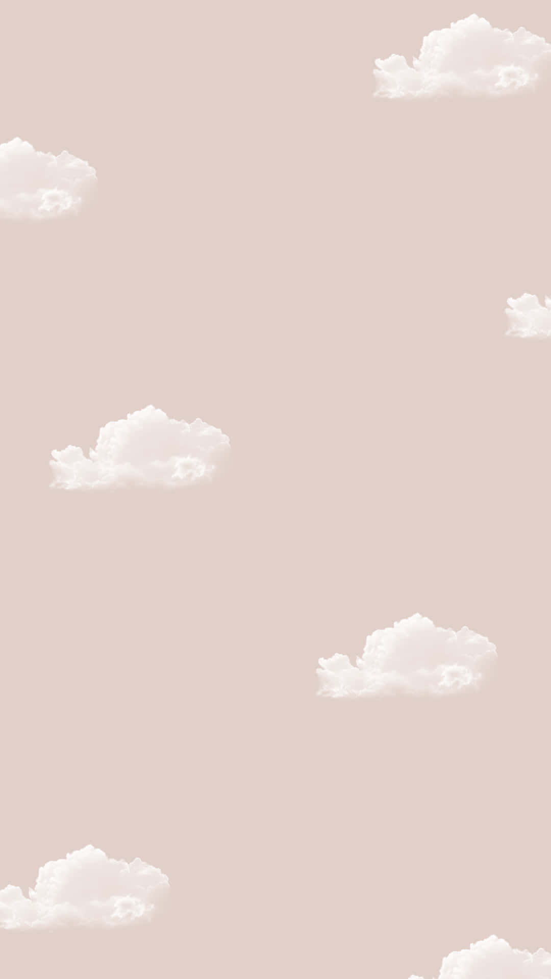 白雲喺柔和嘅粉紅色天空中飄移，係一個極簡嘅數碼壁紙。