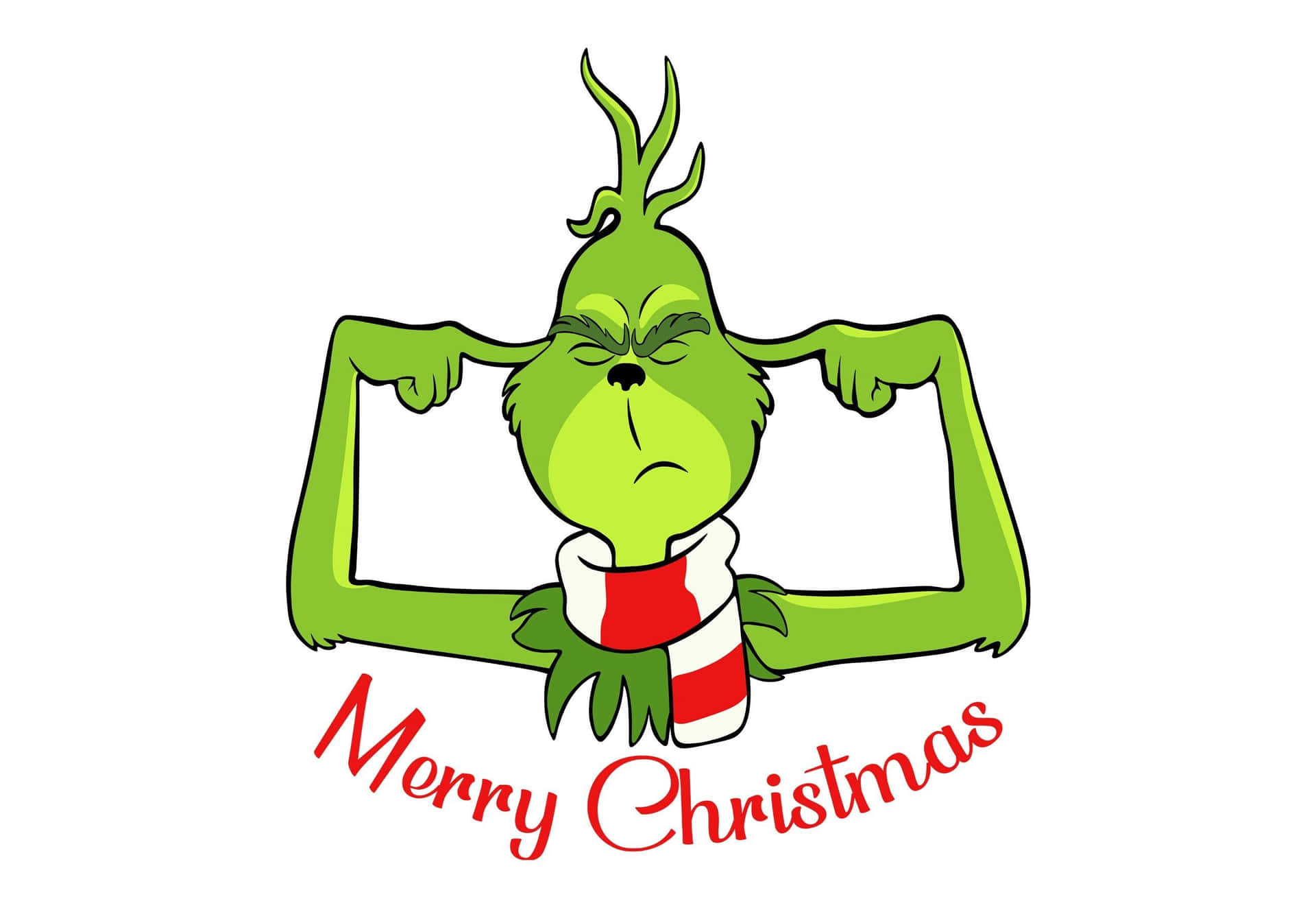 聖誕怪傑角色戴著有Merry Christmas文字的圍巾。