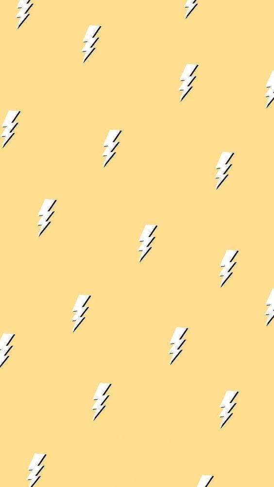 黃色背景上帶有白色閃電的壁紙。