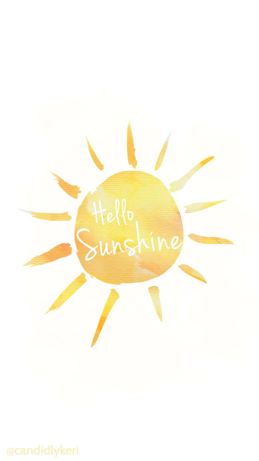 白色背景上帶有 hello sunshine 文字的水彩太陽
