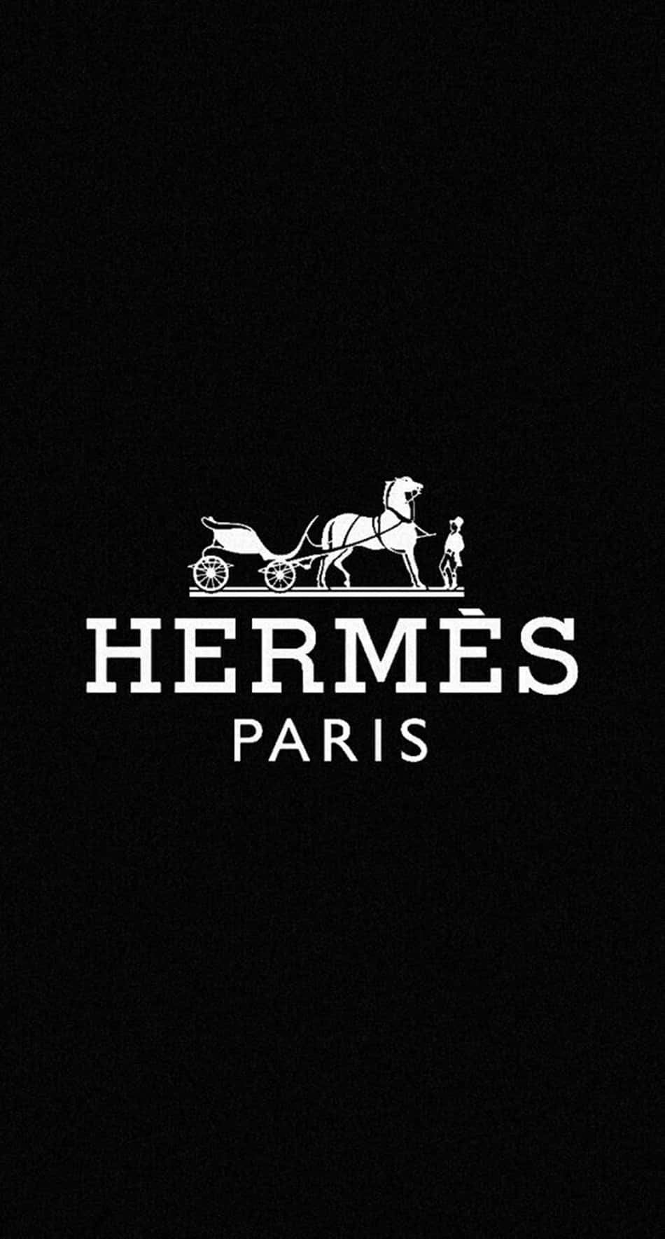 Hermès Paris 標誌，帶有馬和馬車，位於黑色背景上