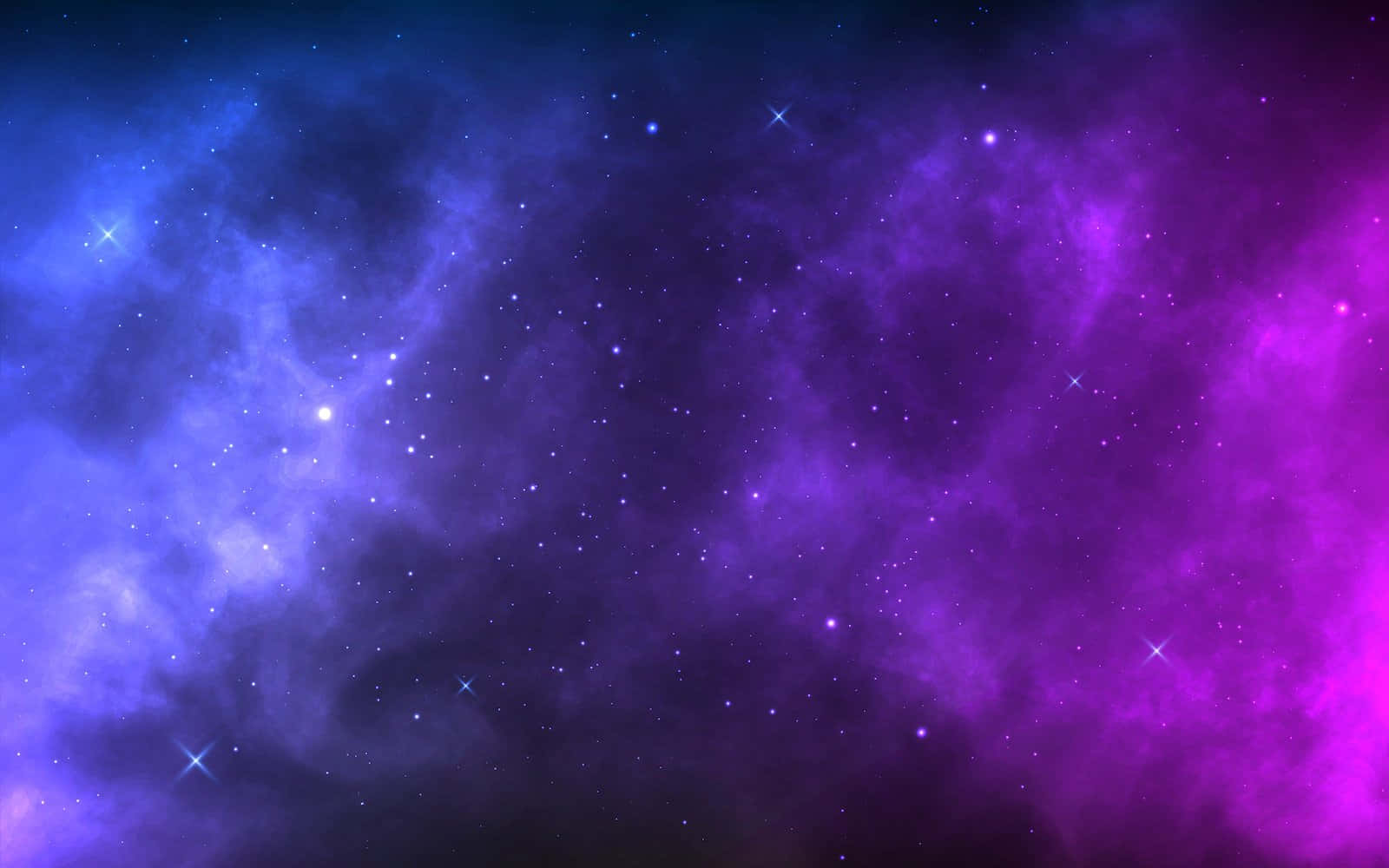 深空中閃爍著星星的充滿活力的紫色和藍色宇宙星雲。