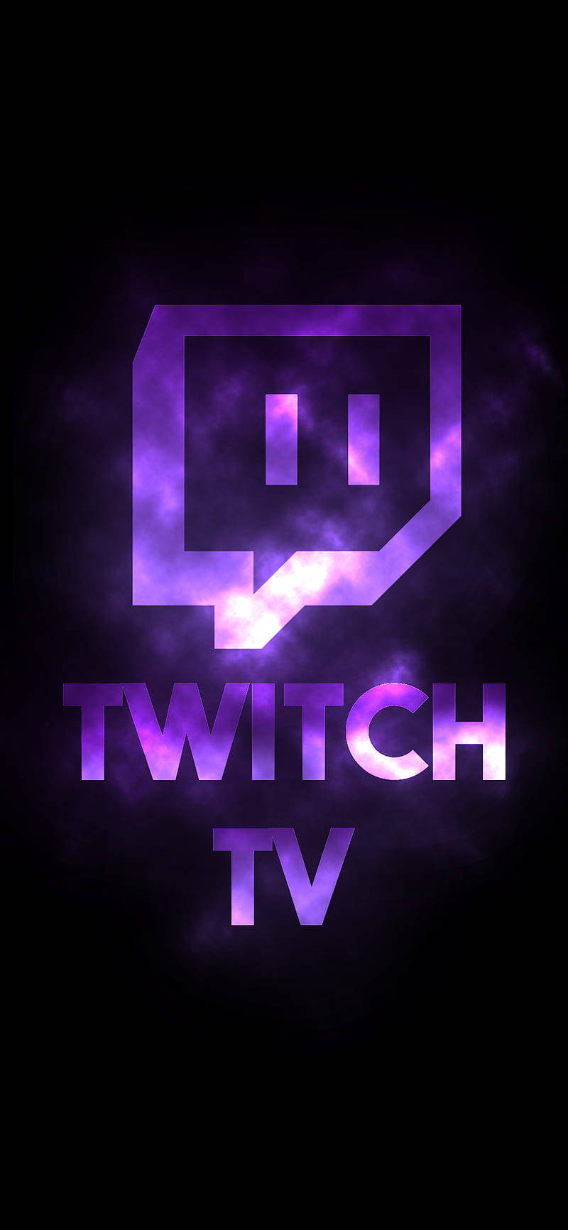 Twitch TV 標誌在黑暗煙霧背景中散發紫色光芒。