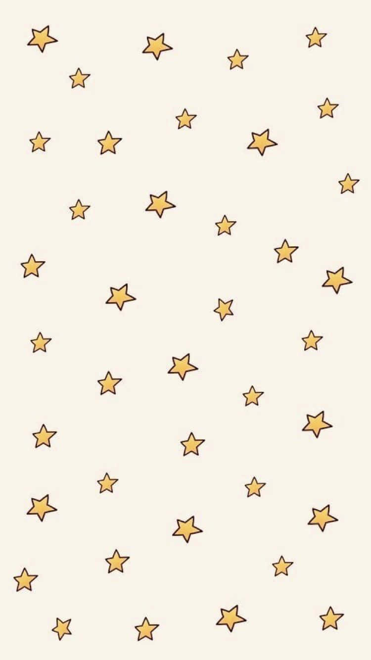 忌廉色背景，散落金色星星，形成俏皮圖案。