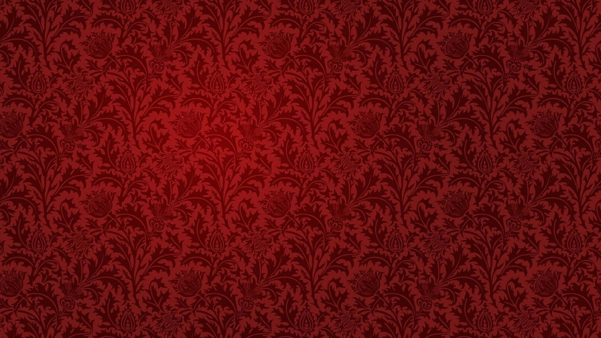 紅色大馬士革花卉牆紙，中心帶漸變效果 — 深色花卉 壁紙