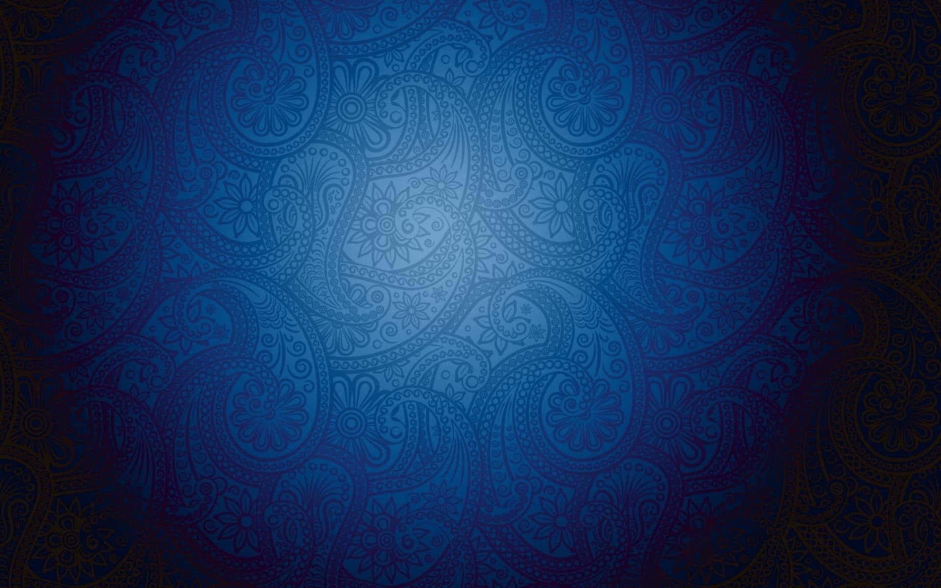 bandana 桌布 壁紙 — 豐富的藍色漸變牆紙，帶有複雜的佩斯利圖案，逐漸淡入較暗的角落。