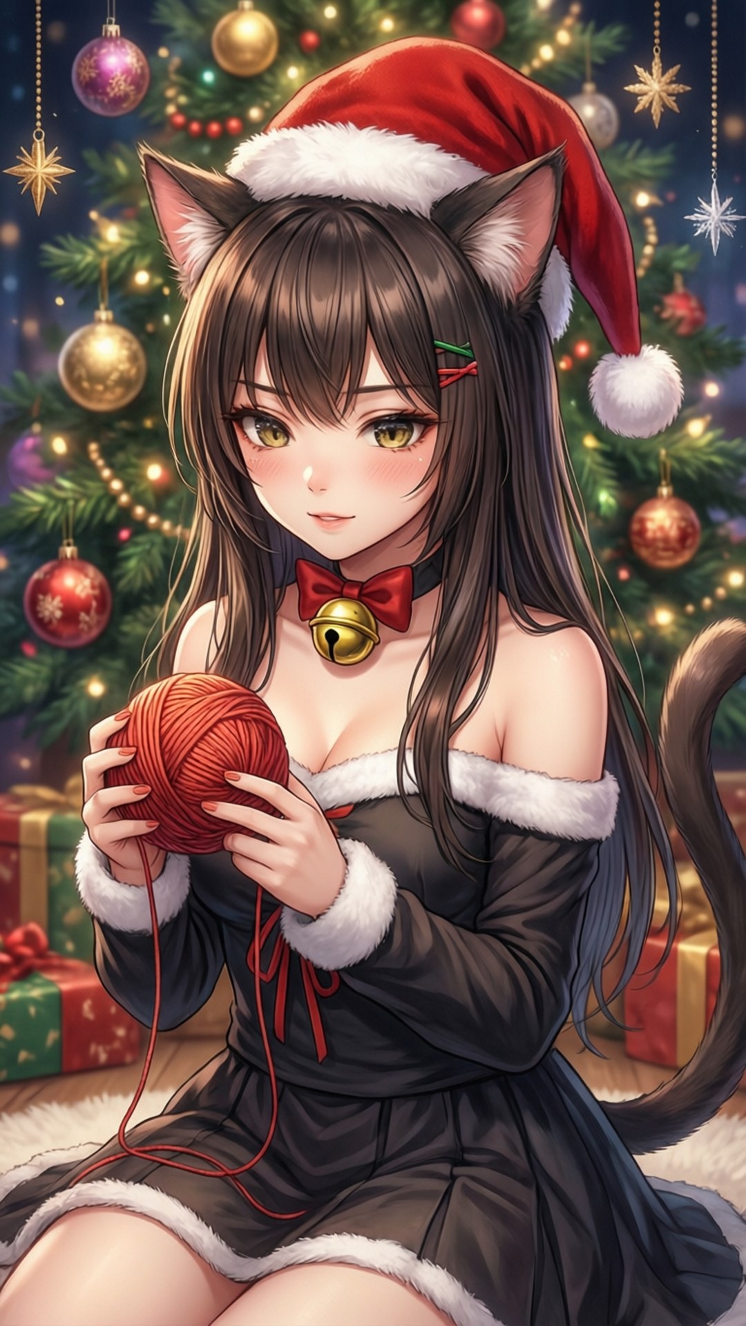 貓娘聖誕玩樂 壁紙