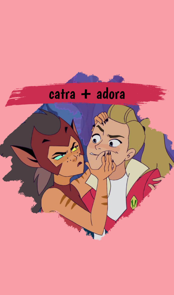 Catra 和 Adora 在一個表情豐富、色彩鮮豔的動畫場景中。