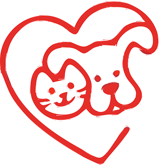 貓狗心形塗鴉壁紙